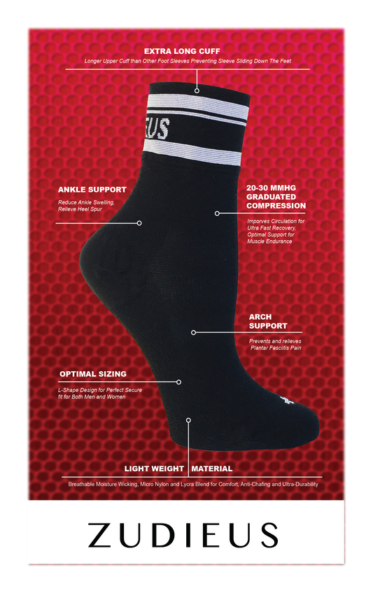 Zudieus 20-30 MMHG Graduated Compression Socks (Black)